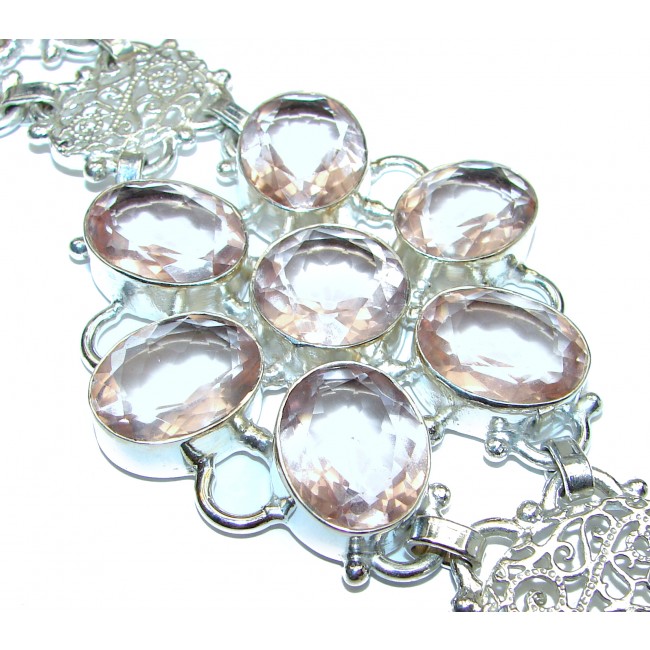 Large Luxury Volcanic Pink Topaz .925 Sterling Silver handmade Bracelet
