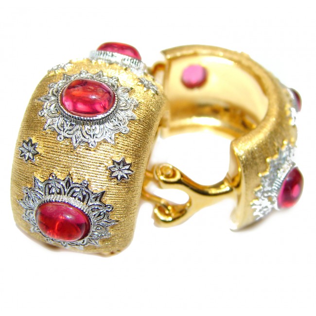 Fancy Ruby 14K Gold over .925 Sterling Silver handmade earrings