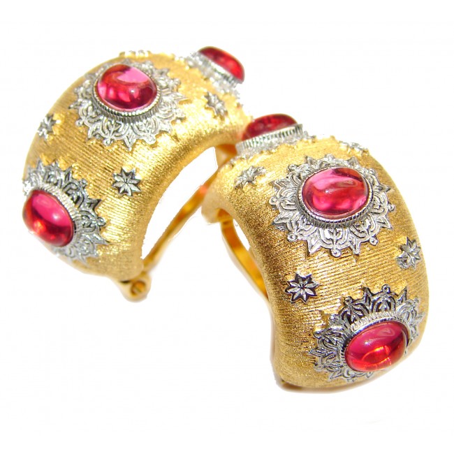 Fancy Ruby 14K Gold over .925 Sterling Silver handmade earrings