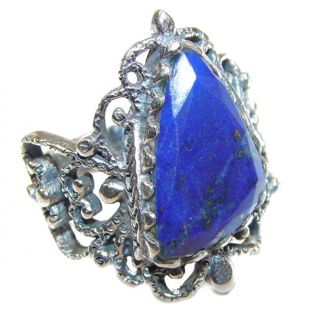 Natural Lapis Lazuli .925 Sterling Silver handcrafted ring size 6