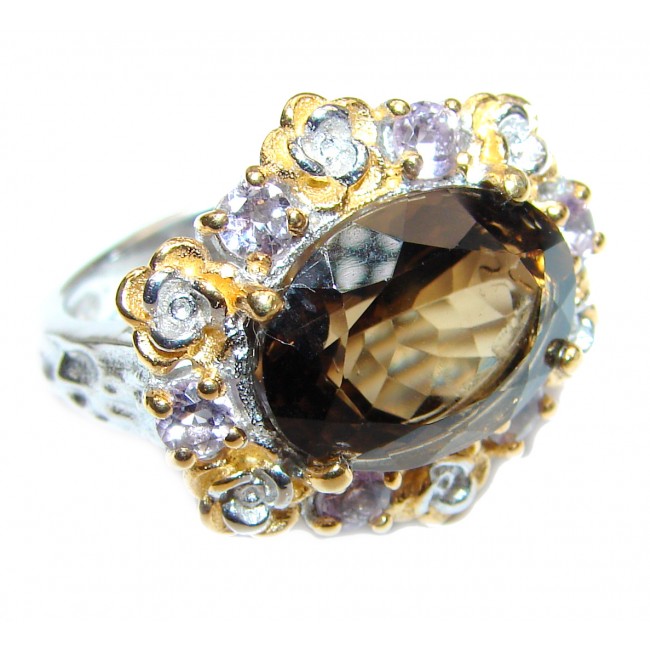 Champagne Smoky Topaz 14K Gold over .925 Sterling Silver Ring size 6 1/4