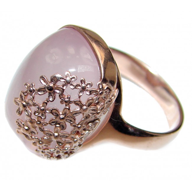 Authentic Rose Quartz Rose Gold .925 Sterling Silver handcrafted ring s. 8