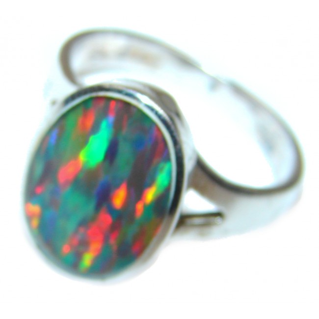 Australian Triplet Opal .925 Sterling Silver handcrafted ring size 6 1/4