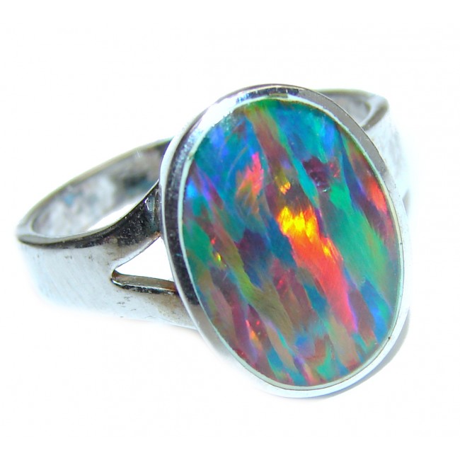 Australian Triplet Opal .925 Sterling Silver handcrafted ring size 7