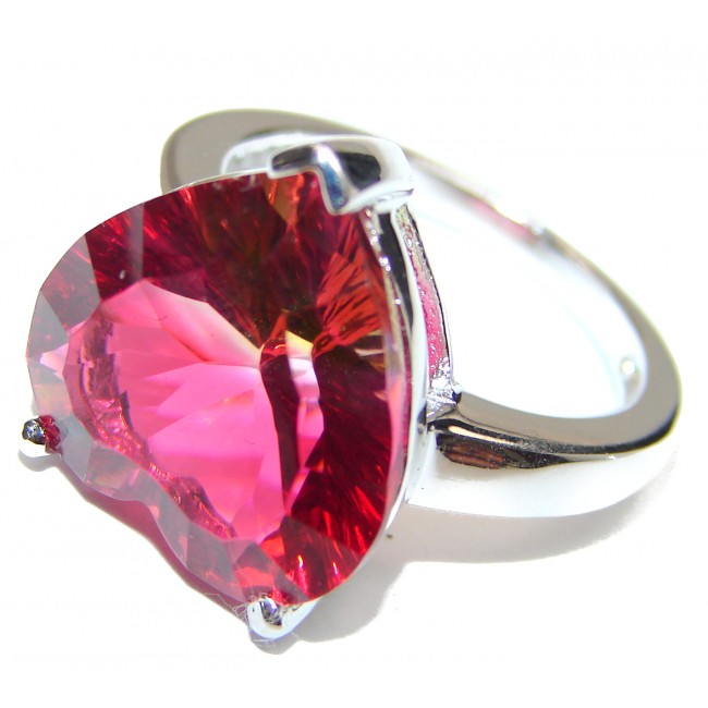 Spectacular Natural Tourmaline .925 Sterling Silver handcrafted ring size 7