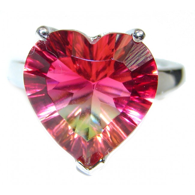 Spectacular Natural Tourmaline .925 Sterling Silver handcrafted ring size 7