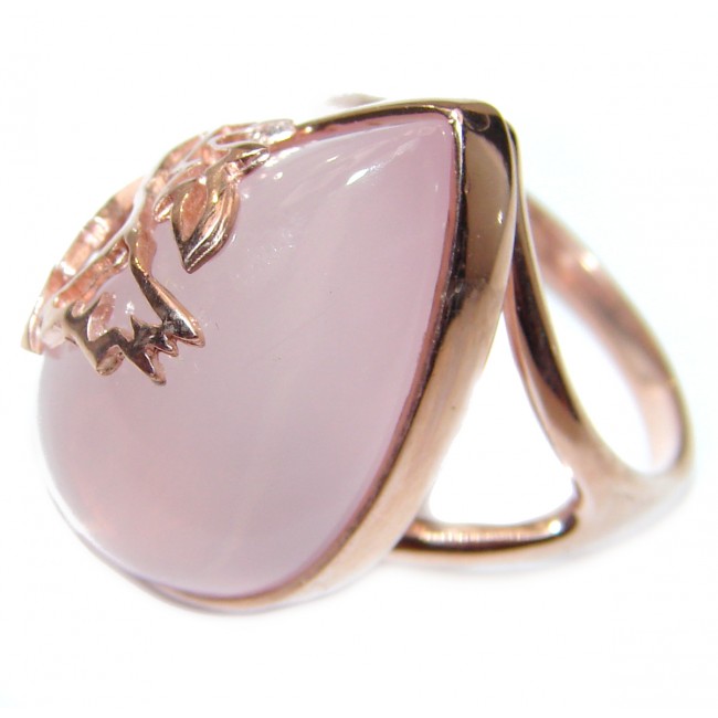 Authentic Rose Quartz Rose Gold .925 Sterling Silver handcrafted ring s. 8 1/2