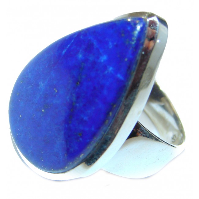 Large Natural Lapis Lazuli .925 Sterling Silver handcrafted ring size 8 1/2