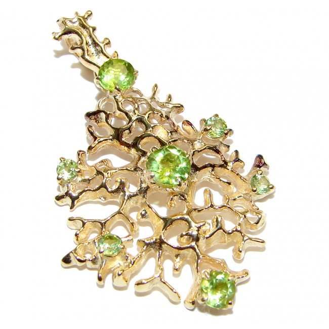Royal quality genuine Peridot 18K Gold over .925 Sterling Silver handcrafted Pendant