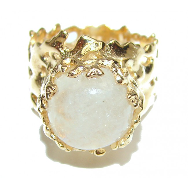 Fire Moonstone 18K Gold over .925 Sterling Silver handmade Ring size 6