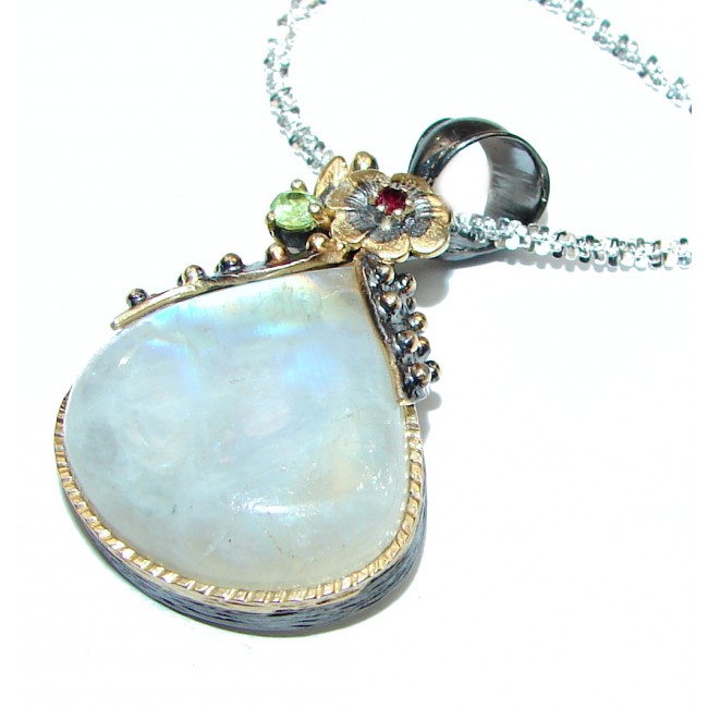 Great Masterpiece genuine Moonstone .925 Sterling Silver handmade necklace
