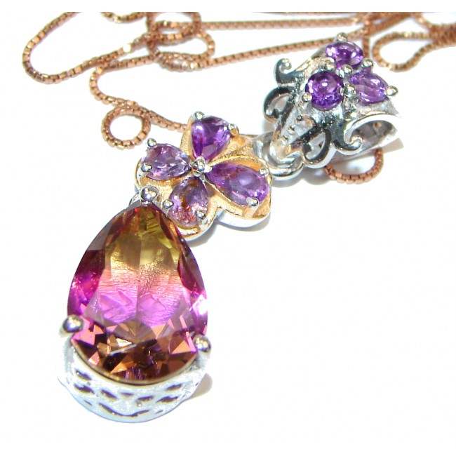 Pear cut Ametrine .925 Sterling Silver handcrafted necklace