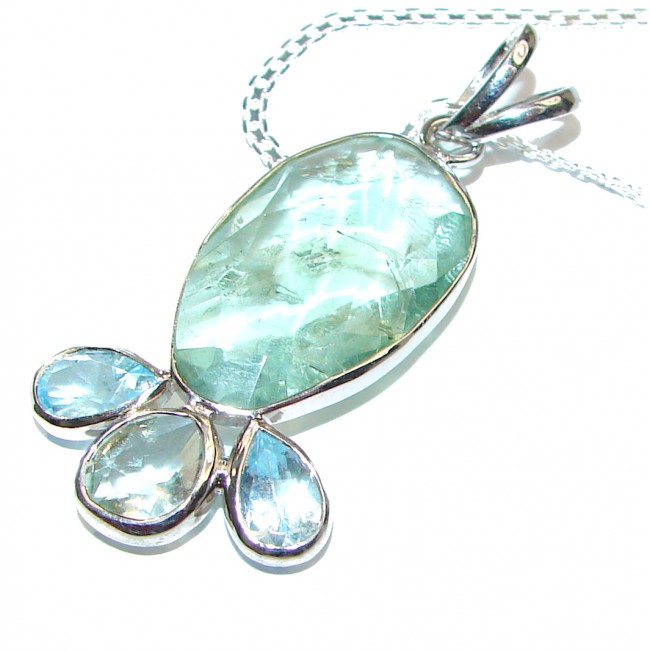 Bohemian Style Natural Green Amethyst .925 Sterling Silver handcrafted necklace