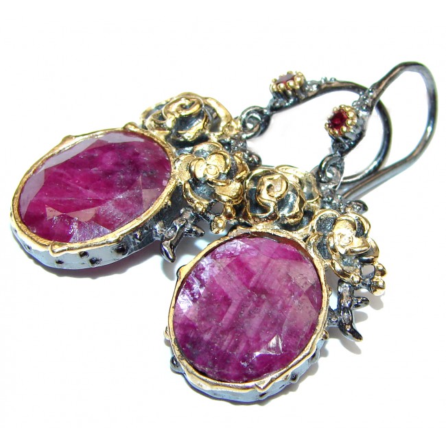 Carmen Authentic Ruby 14K Gold over .925 Sterling Silver handmade earrings