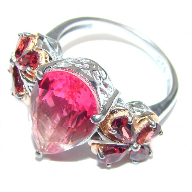 Pear cut Pink Topaz .925 Sterling Silver handcrafted Ring s. 8 1/4