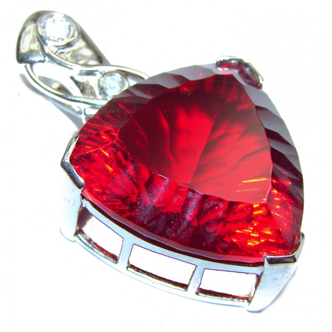 Large 62 ctw Deep Passion Helenite .925 Sterling Silver Pendant