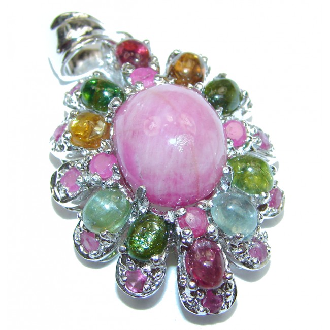 Authentic Rose Ruby Tourmaline .925 Sterling Silver handcrafted Pendant