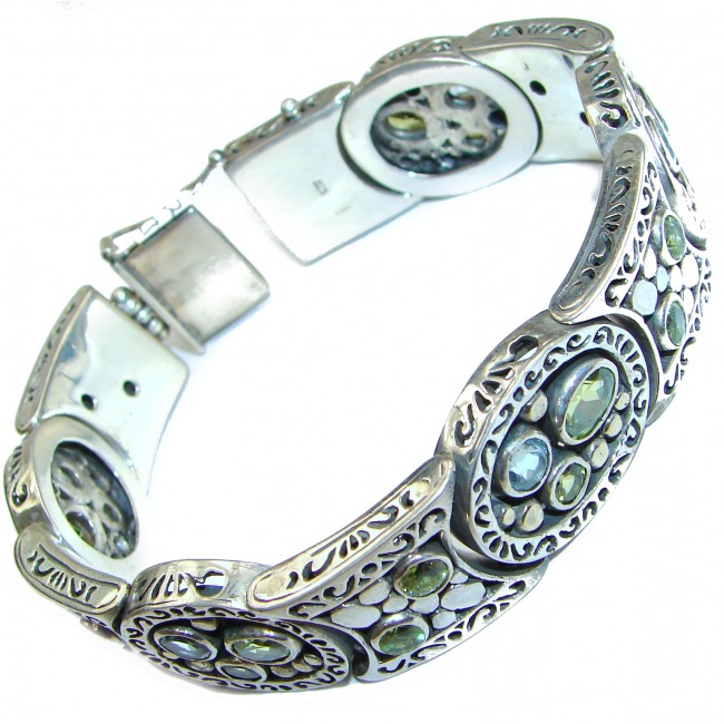 Solid Beautiful Multigem .925 Sterling Silver handcrafted Bracelet
