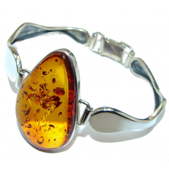 Vintage Design Genuine Polish Amber .925 Sterling Silver handcrafted Bracelet