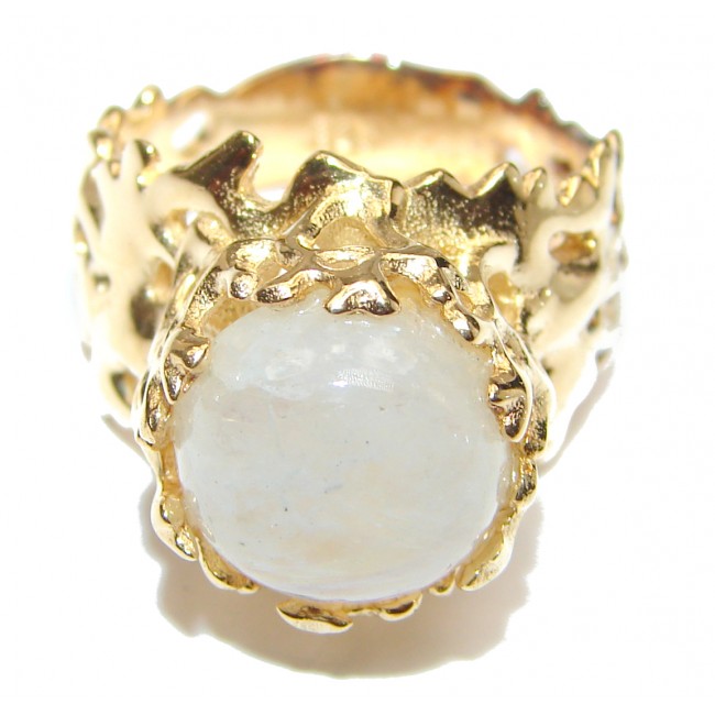 Fire Moonstone 18K Gold over .925 Sterling Silver handmade Ring size 8