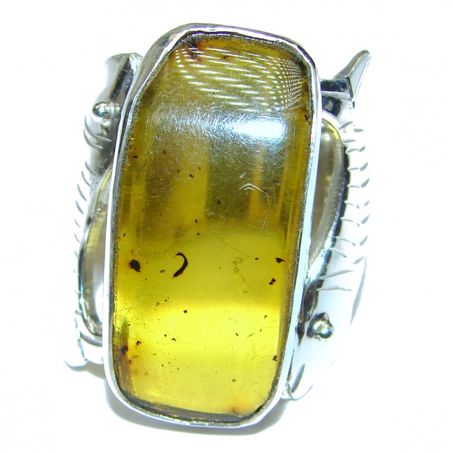 Huge Authentic Baltic Amber .925 Sterling Silver handcrafted ring; s. 9 3/4
