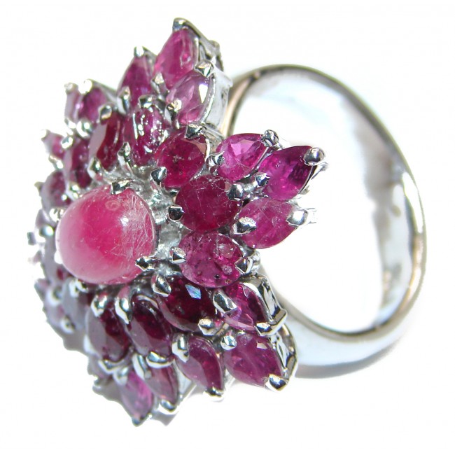 Large Genuine Ruby Garnet .925 Sterling Silver handcrafted Statement Ring size 7