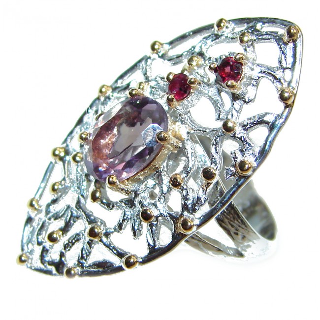Spectacular Natural Amethyst .925 Sterling Silver handcrafted ring size 6