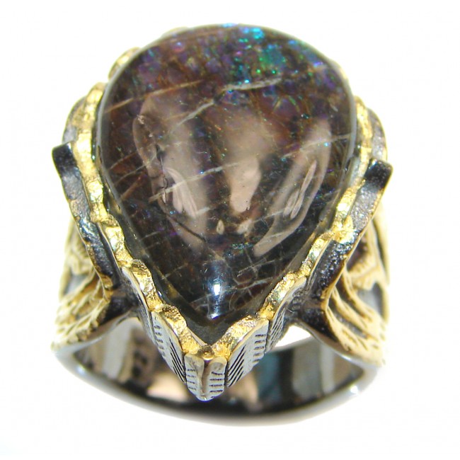 Pure Energy Genuine Canadian Ammolite .925 Sterling Silver handmade ring size 7