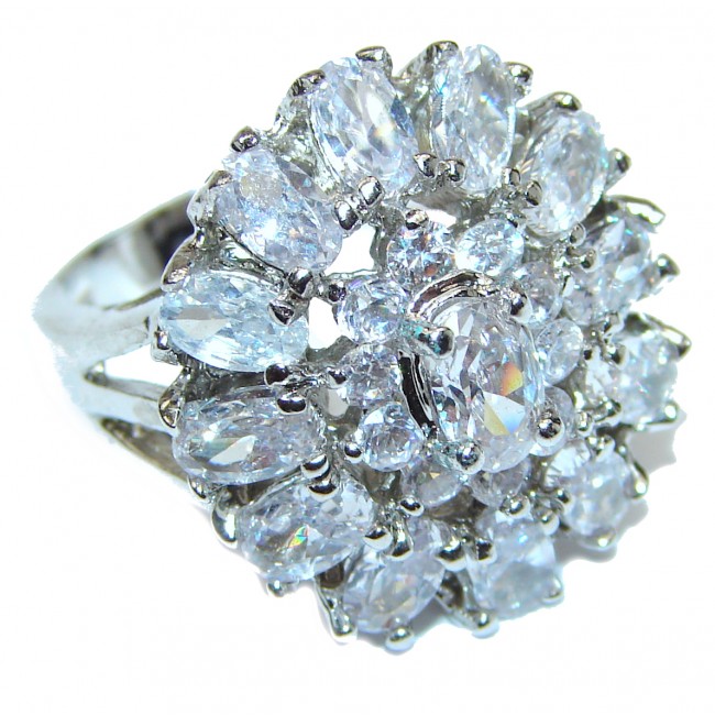 Luxury White Topaz Sterling Silver ring; s. 5