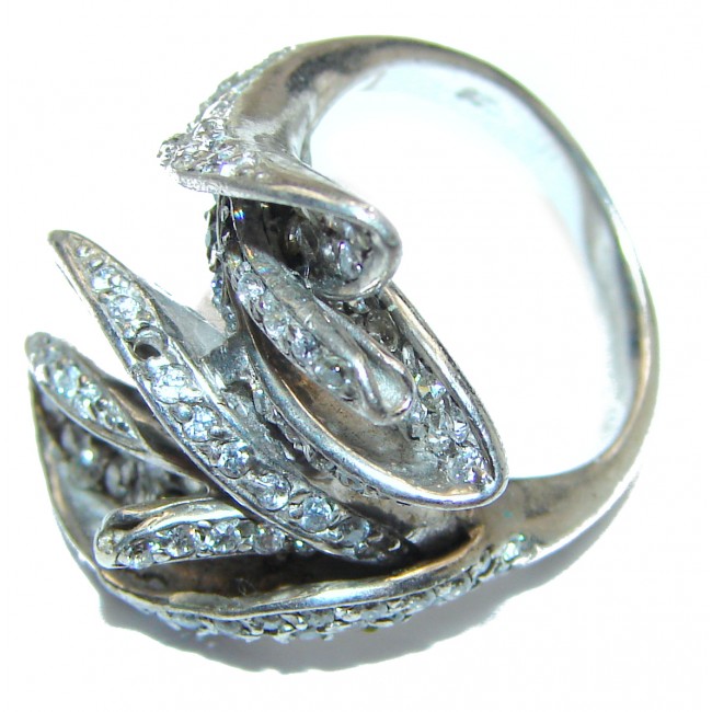 Luxury White Topaz Sterling Silver ring; s. 6 1/4