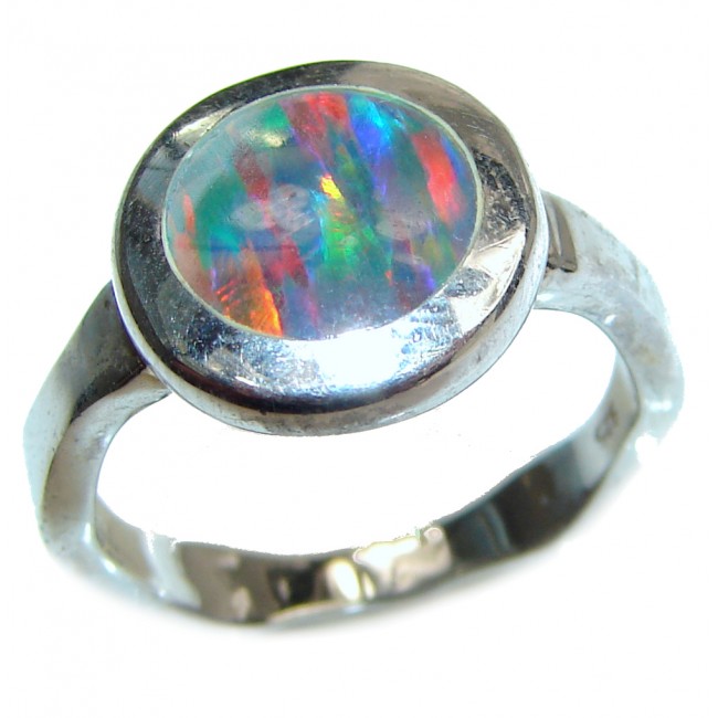 Australian Triplet Opal .925 Sterling Silver handcrafted ring size 8