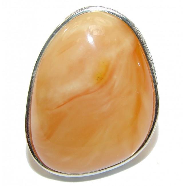 Genuine Butterscotch Baltic Amber .925 Sterling Silver handmade Ring size 7 adjustable