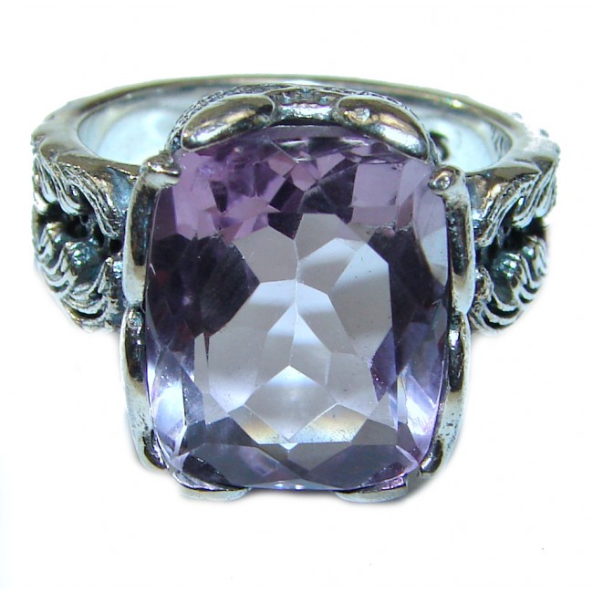 Spectacular genuine Pink Amethyst .925 Sterling Silver handcrafted Ring size 7