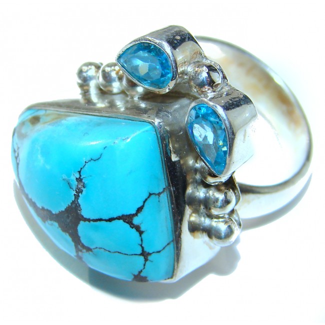 Turquoise .925 Sterling Silver handcrafted ring; s. 5 1/2