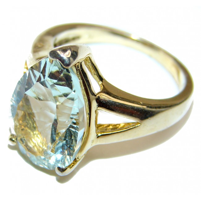 Spectacular Natural Green Amethyst 18K Gold over .925 Sterling Silver handcrafted ring size 5 1/2