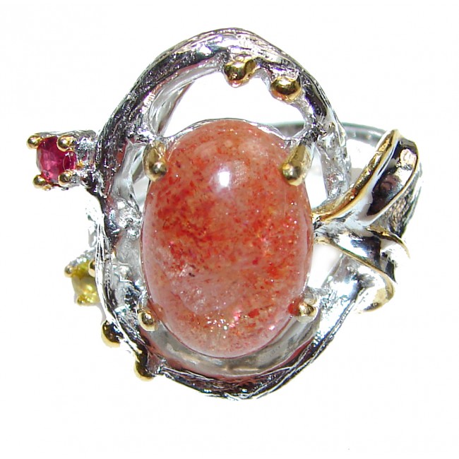 Amazing Golden Calcite 18K Gold over .925 Sterling Silver Ring s. 8