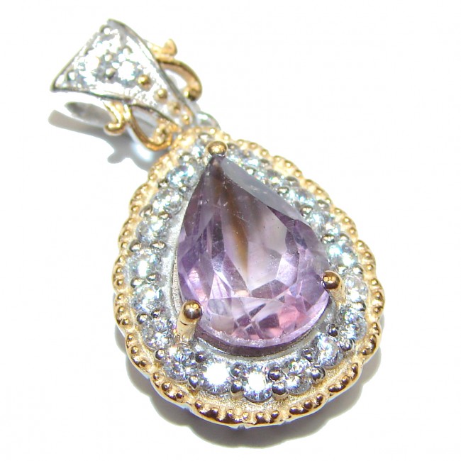 Perfect Pink Amethyst 18K Gold over .925 Sterling Silver handmade pendant