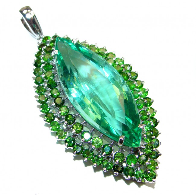 LARGE Treasure of Mother Nature Green Topaz .925 Sterling Silver handcrafted pendant