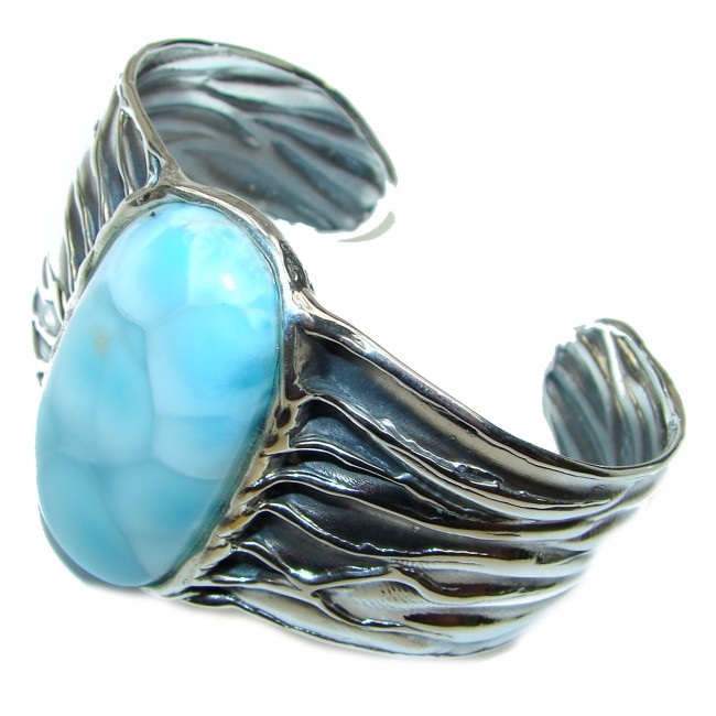 Beauty of Nature Blue Larimar .925 Sterling Silver handcrafted Bracelet / Cuff