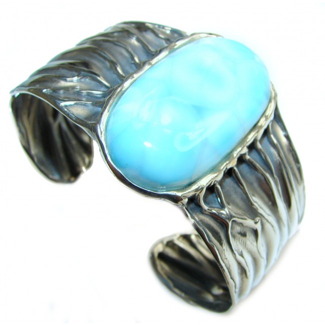 Beauty of Nature Blue Larimar .925 Sterling Silver handcrafted Bracelet / Cuff