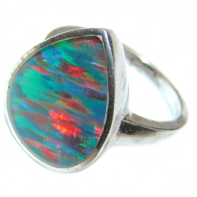 Australian Triplet Opal .925 Sterling Silver handcrafted ring size 6 3/4