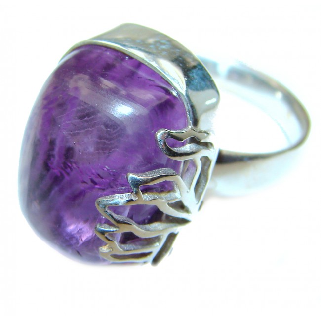 Spectacular genuine 38ctw Amethyst .925 Sterling Silver handcrafted Ring size 7 adjustable