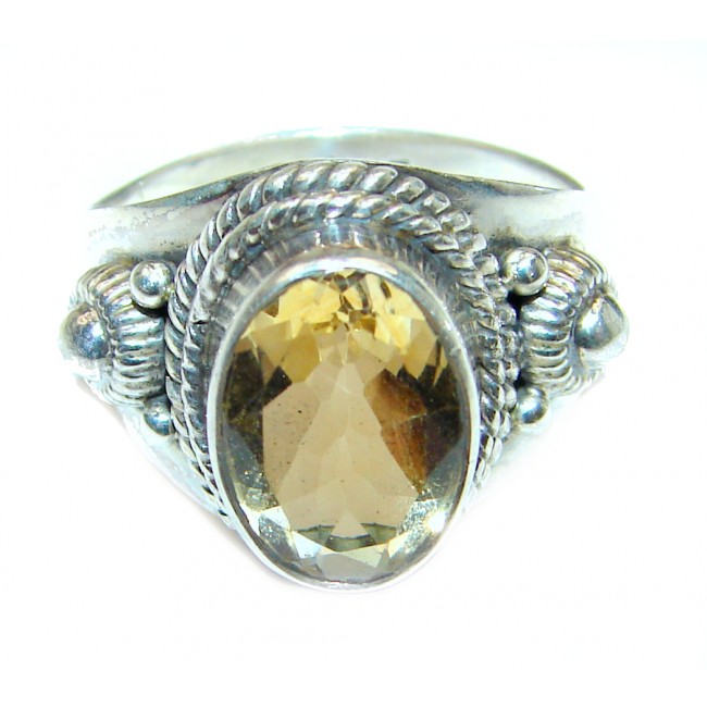 Vintage Style Natural Citrine .925 Sterling Silver handcrafted Ring s. 6 3/4