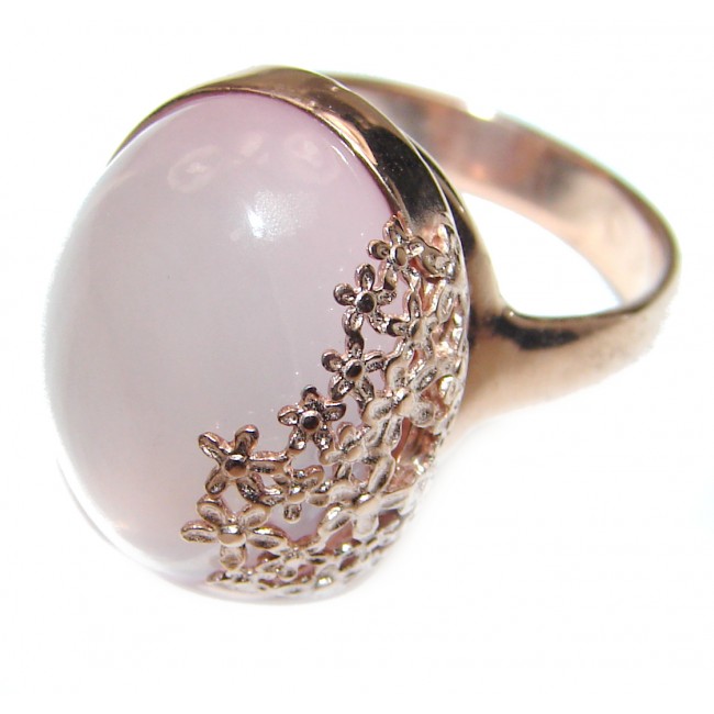 Authentic Rose Quartz Rose Gold .925 Sterling Silver handcrafted ring s. 8