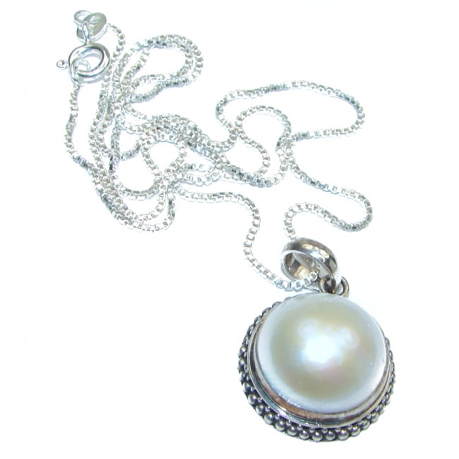 Amazing Genuine Pearl Sterling Silver handmade Necklace