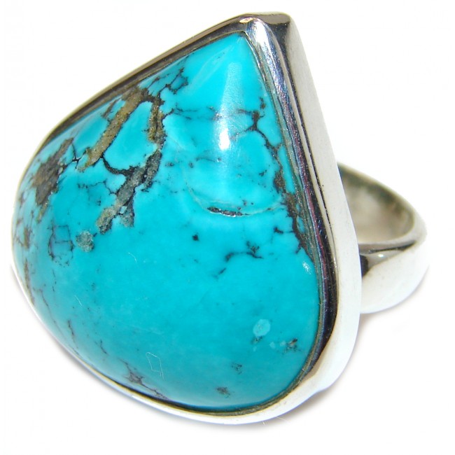 Authentic Turquoise .925 Sterling Silver handcrafted ring; s. 6 1/4
