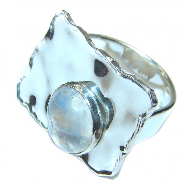 Fire Moonstone .925 Sterling Silver handmade Ring size 6 1/4