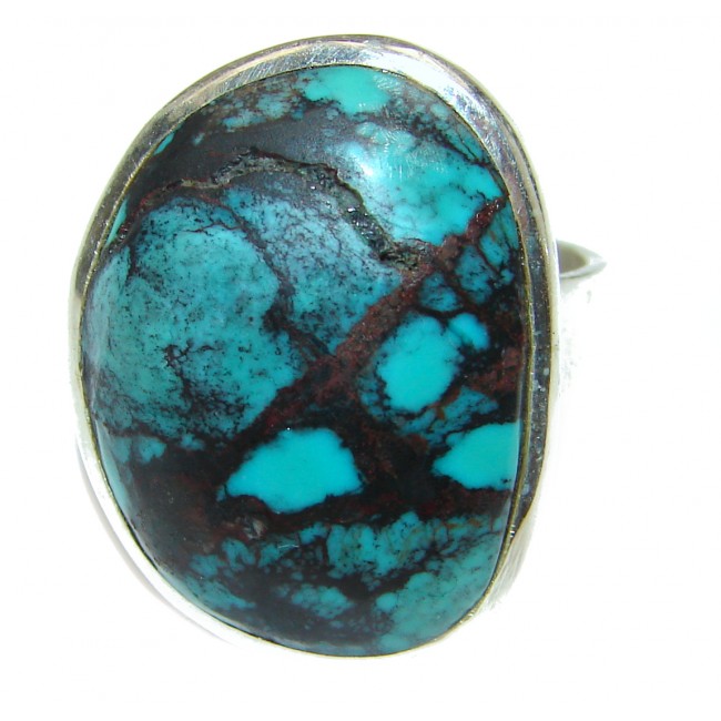 Authentic Turquoise .925 Sterling Silver handcrafted ring; s. 8 1/4