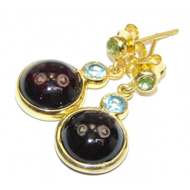 Authentic Garnet 18k Gold over .925 Sterling Silver handmade earrings