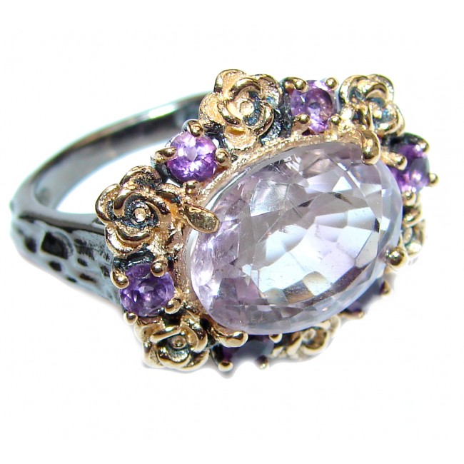 Spectacular genuine Pink Amethyst .925 Sterling Silver handcrafted Ring size 8